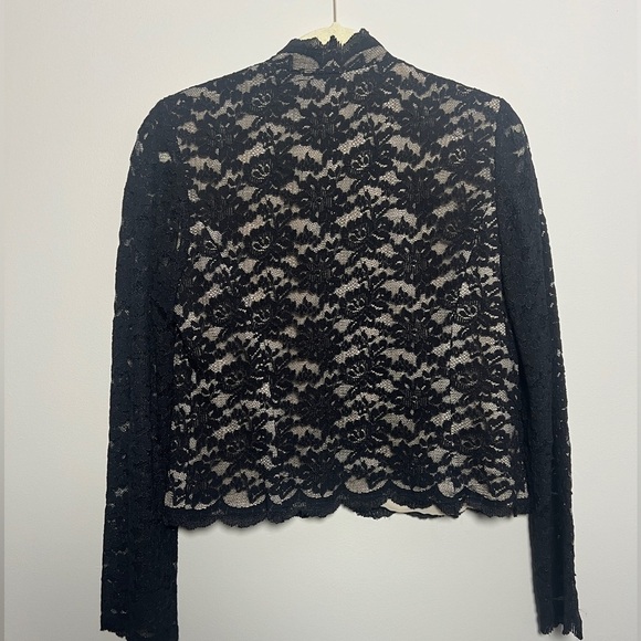 Talbots Black Lace Long Sleeve Open Front Jacket/Top - Picture 2 of 6